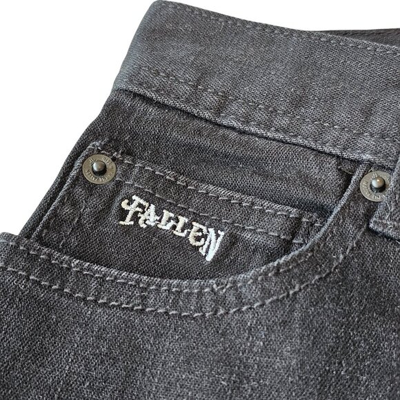 Fallen NWOT Jamie Thomas Straight Leg Black Denim Jeans Sz 26 - Picture 7 of 13